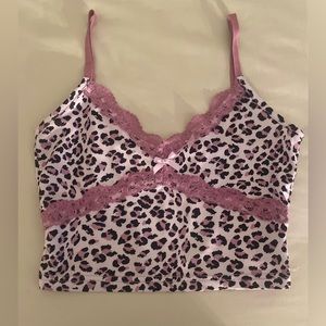 Y2K Purple Cheetah Print Lace Tank